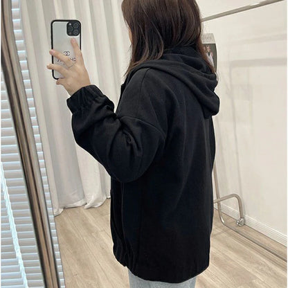 2022 Autumn New Fashion Temperament Korean Plus Size Hoodies Women Loose Casual Waffle Sweatshirt Jacket Solid Elegant Cardigan Couture Cozy