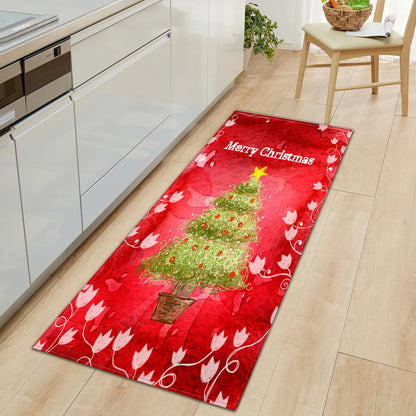 Christmas Kitchen Mats Entrance Doormat Decor Winter Xmas Hallway Balcony Rugs Bath Non-slip Foot Pad Christmas Decorations Couture Cozy