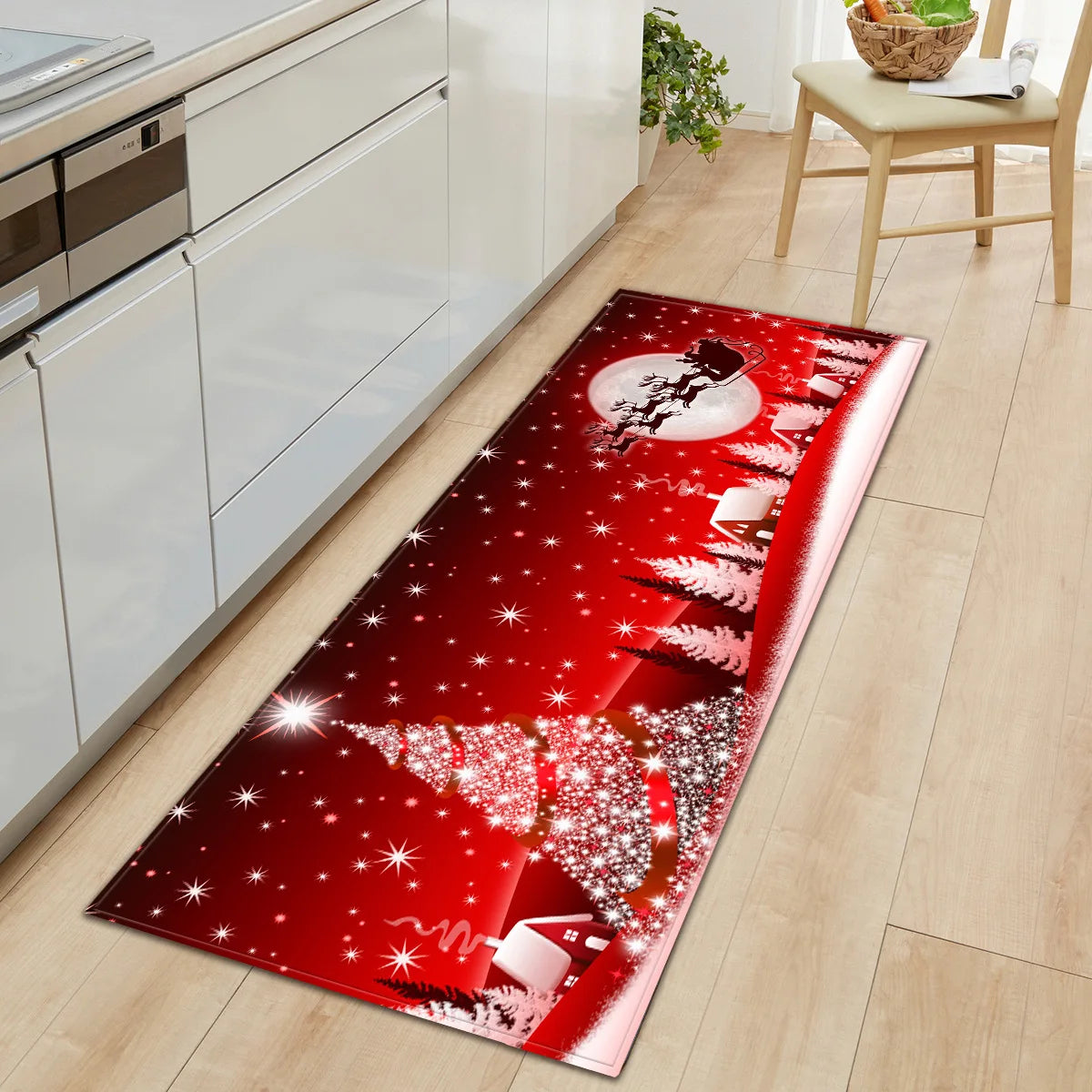 Christmas Kitchen Mats Entrance Doormat Decor Winter Xmas Hallway Balcony Rugs Bath Non-slip Foot Pad Christmas Decorations Couture Cozy