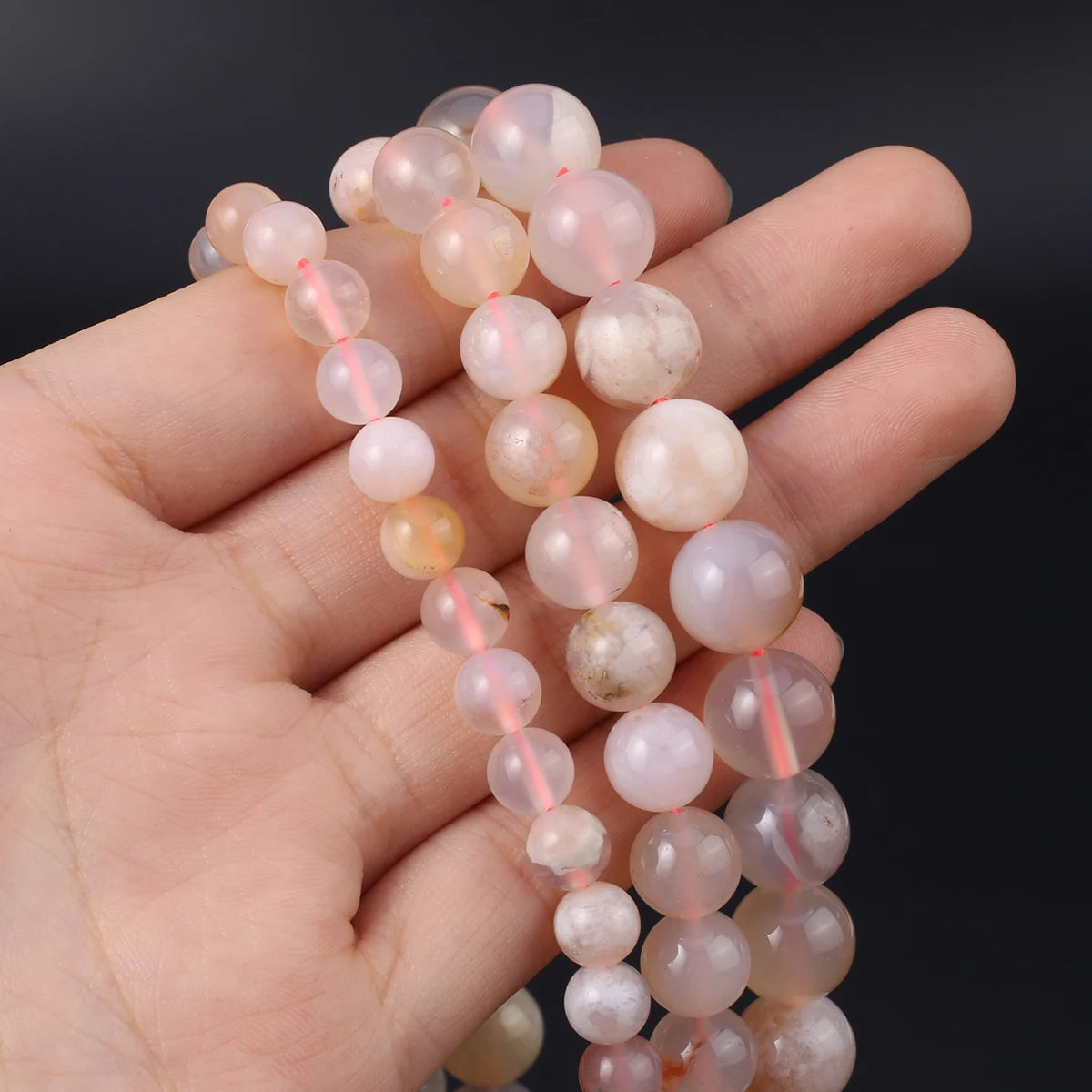 Natural Stone Sakura Agate 6/8/10mm Beads Spacer Beads for Jewelery Making Supplies DIY Women Men Necklace Bracelet Accessories