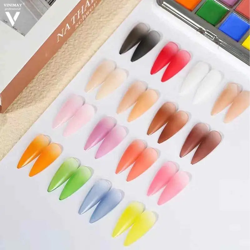 16 Colors Solid Gradient Pigment Set Ombre Mirror Chrome Nail Glitter Macaron Shimmer Manicure Decor