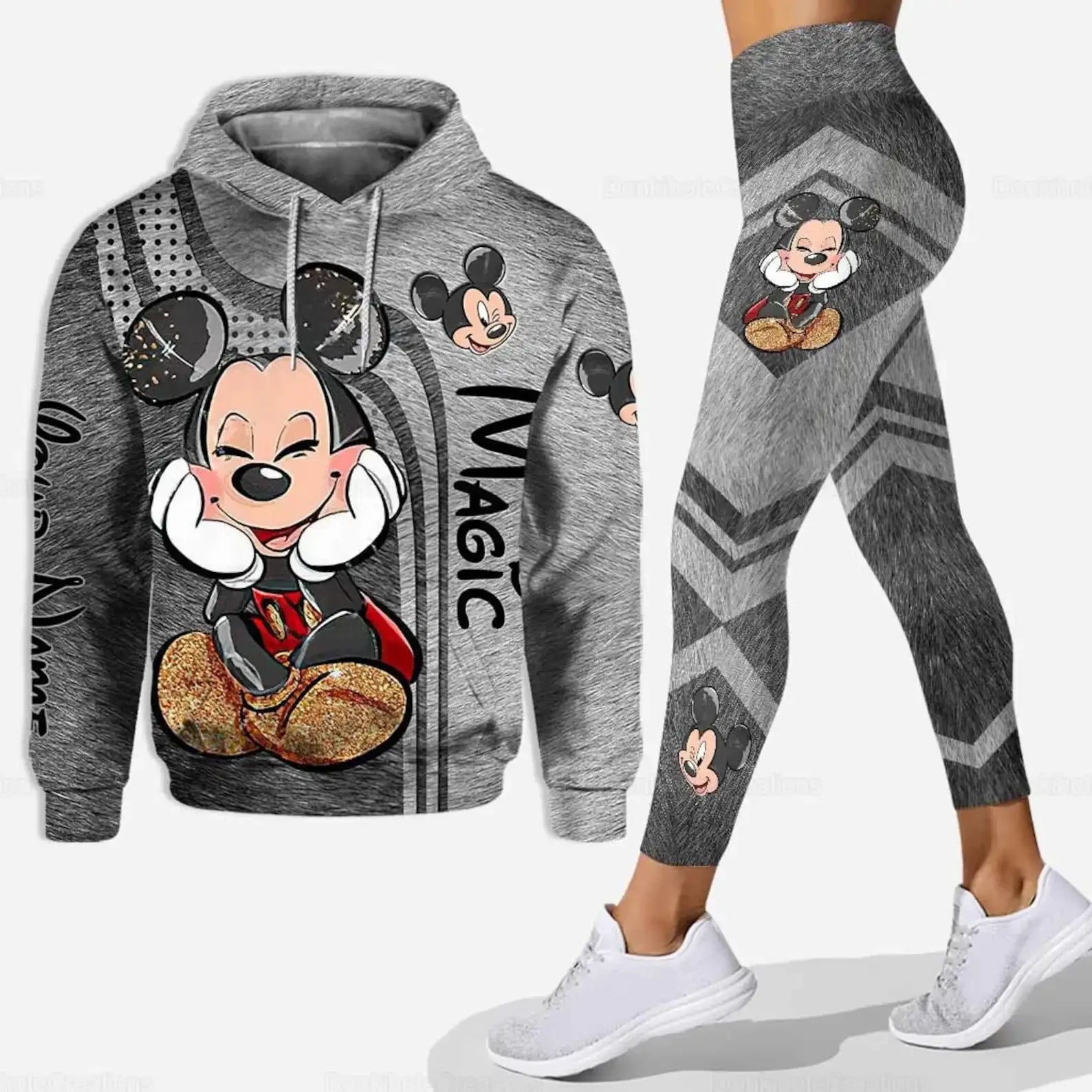 Customizename Mickey Hoodie Women's Hoodie Set Mickey Yoga Pants Sweatpants Womens Disney Yoga Hoodie Leggings Fashion Tracksuit Couture Cozy