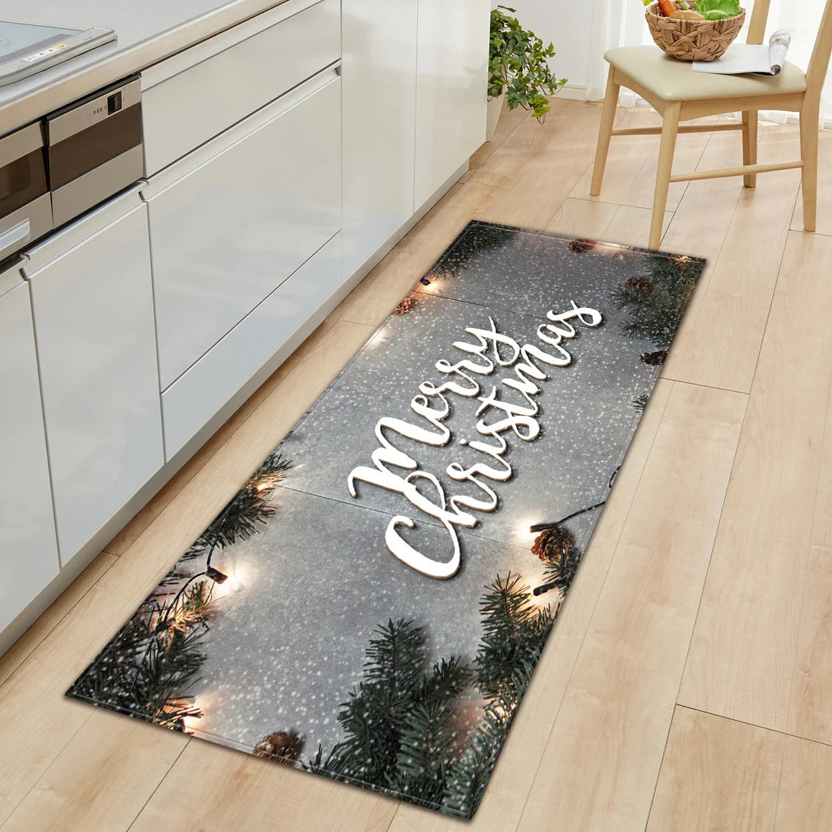 Christmas Kitchen Mats Entrance Doormat Decor Winter Xmas Hallway Balcony Rugs Bath Non-slip Foot Pad Christmas Decorations Couture Cozy