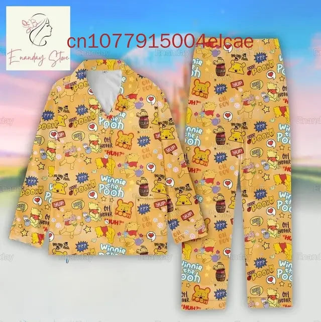 2025 New Disney Ratatouille Pajama Set Disney Halloween Casual Men's and Women's Long Sleeve Shirt Pajama Set Couture Cozy