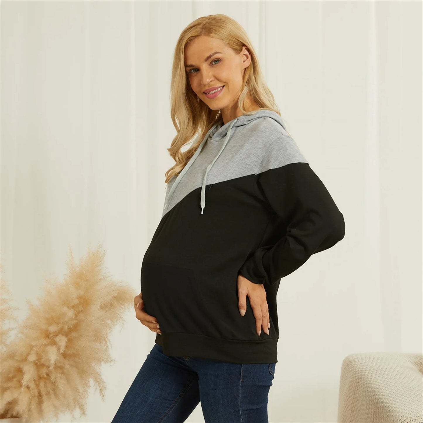 PatPat Supplies for Pregnant Women Pregnancy Maternity Clothes Nursing Warm Long-sleeve Drawstring Sweatshirt