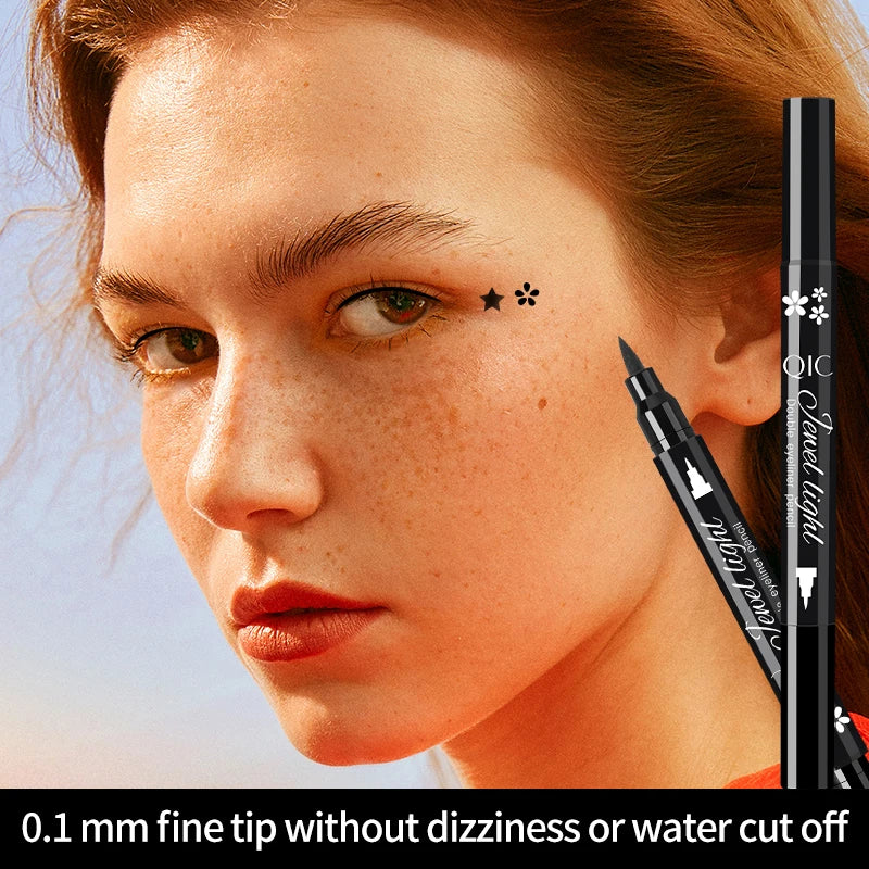 QIC Star Moon Heart Seal Eye Liner Set Makeup Eyeliner Stamp Double-Headed Waterproof Template Make Up Cosmetics Tool Pen