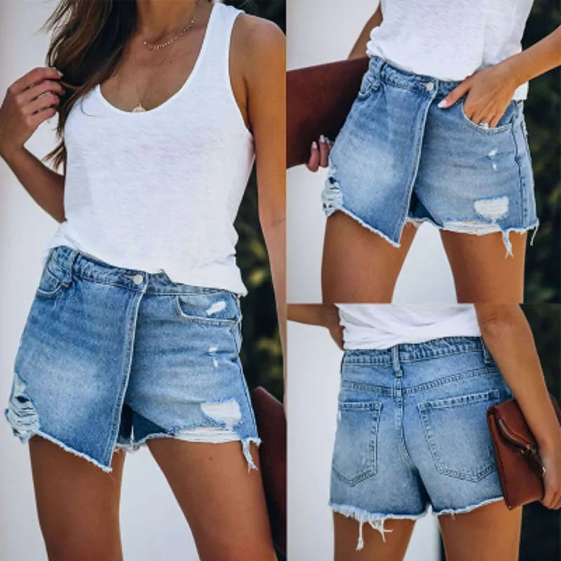 Women Summer Denim Shorts Skirts Ladies Casual Blue Jeans Shorts Elegant Hot Short