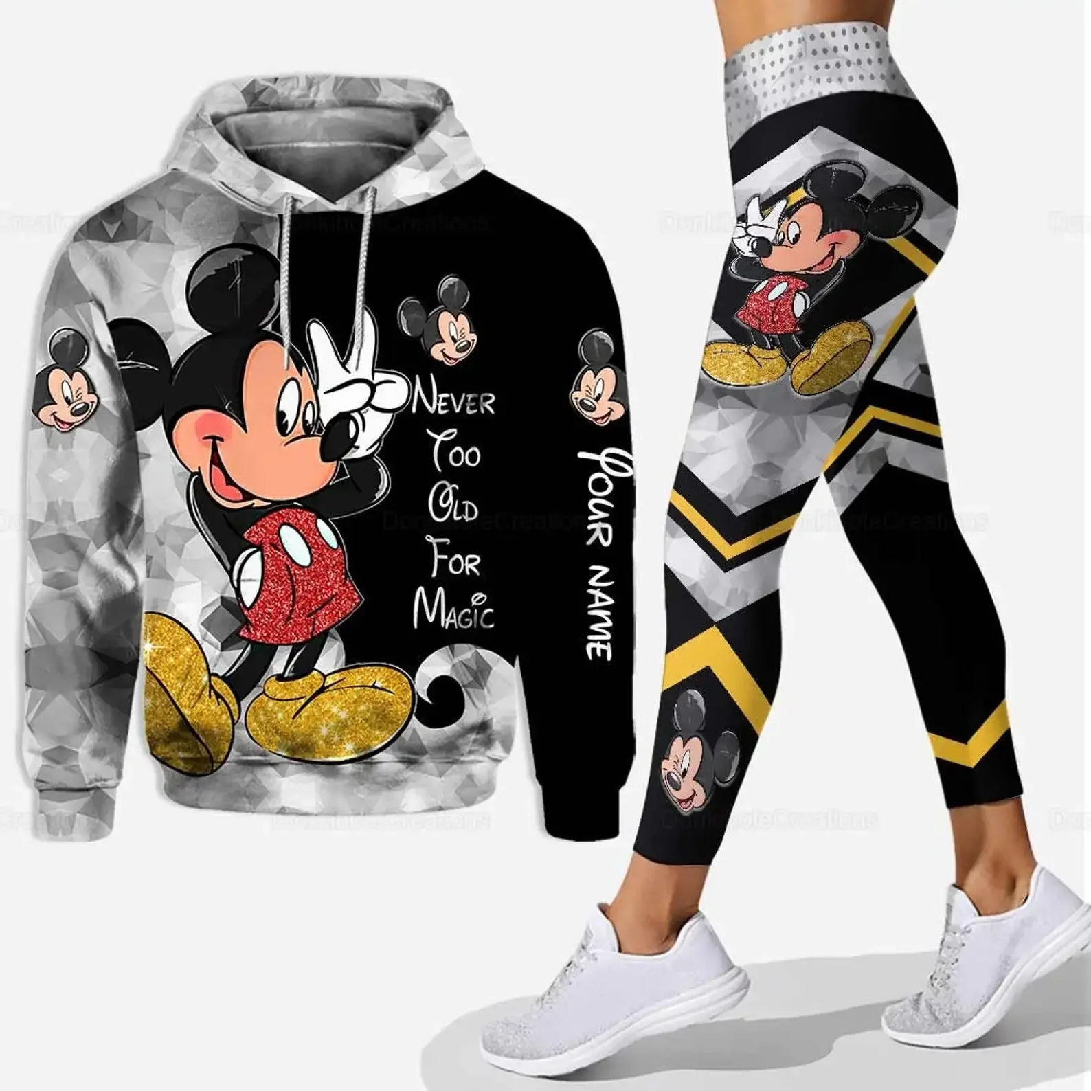 Customizename Mickey Hoodie Women's Hoodie Set Mickey Yoga Pants Sweatpants Womens Disney Yoga Hoodie Leggings Fashion Tracksuit Couture Cozy