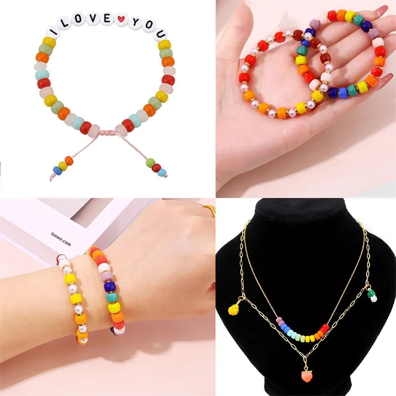 4x6mm/6x8mm Drum Shape Glass  Colorful Spacer Loose  DIY Jewelry Making Woman Necklace Beads Bracelets Jewelery Bracelet Charms