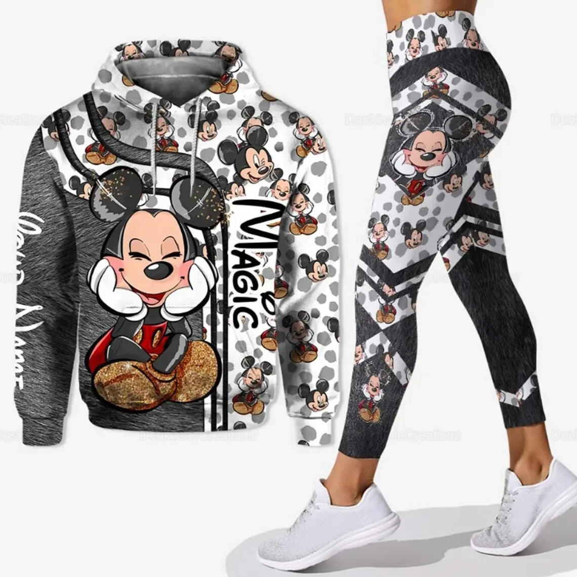 Customizename Mickey Hoodie Women's Hoodie Set Mickey Yoga Pants Sweatpants Womens Disney Yoga Hoodie Leggings Fashion Tracksuit Couture Cozy