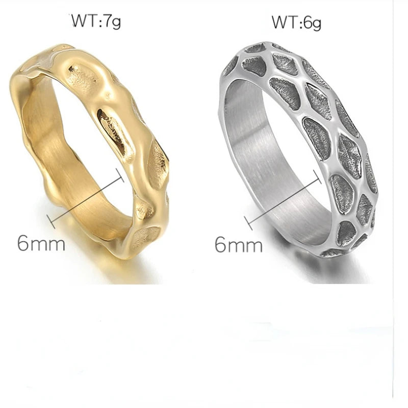 2023 New Personality Rregular Wave Couples Rings Fashion Men Women Jewelry Vintage Ancient Silver Color Punk Hip Hop Jewelery