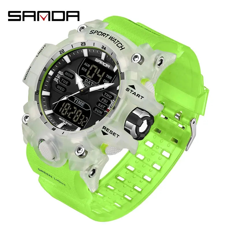 Chronograph Watch Watch Outdoor Sports LED Analog Digital Chronograph Military Dual Display 50M Waterproof