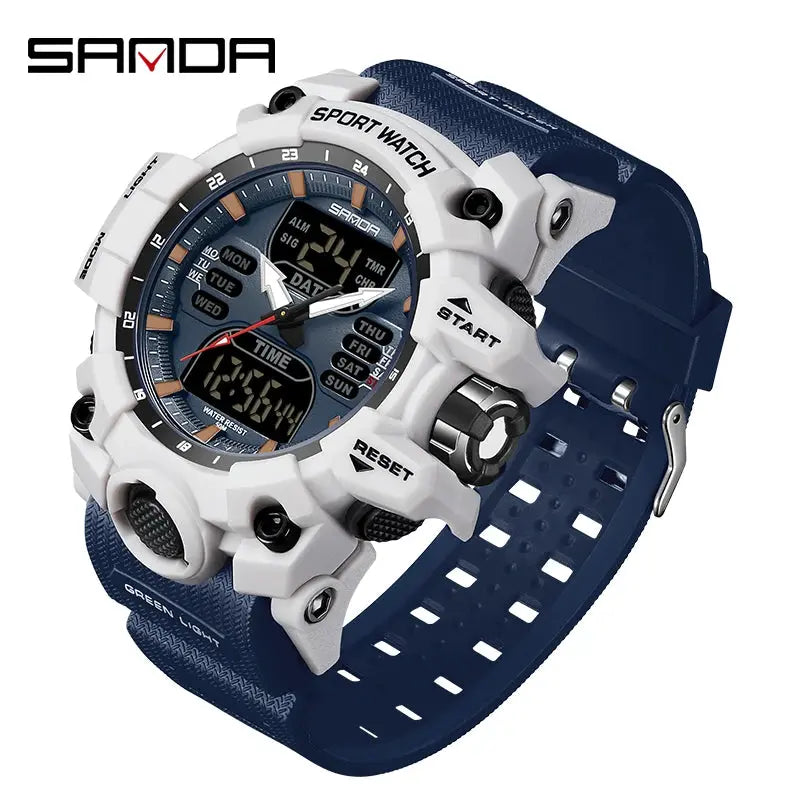 Chronograph Watch Watch Outdoor Sports LED Analog Digital Chronograph Military Dual Display 50M Waterproof