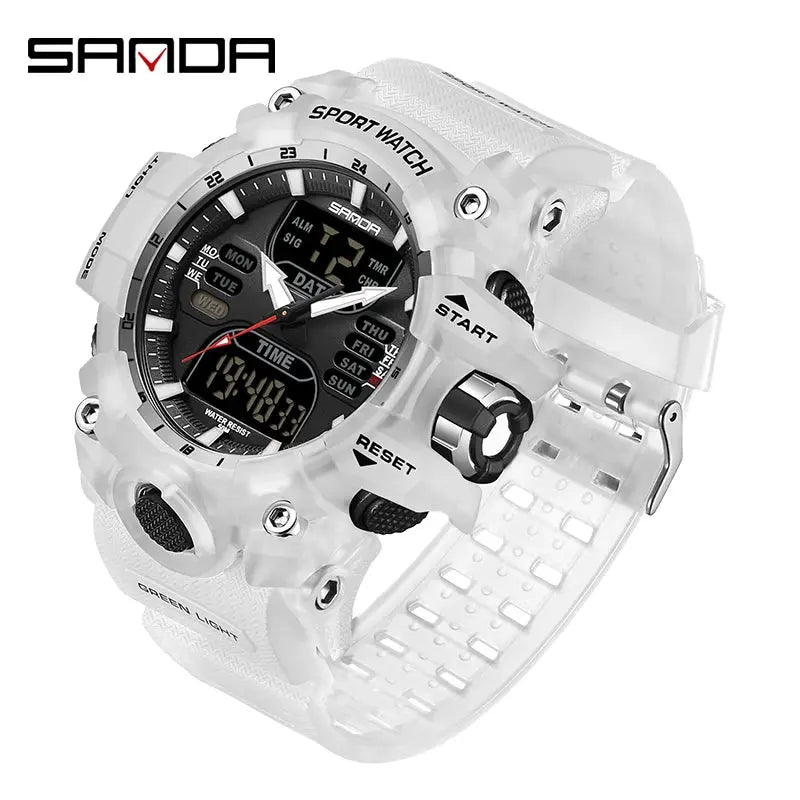 Chronograph Watch Watch Outdoor Sports LED Analog Digital Chronograph Military Dual Display 50M Waterproof