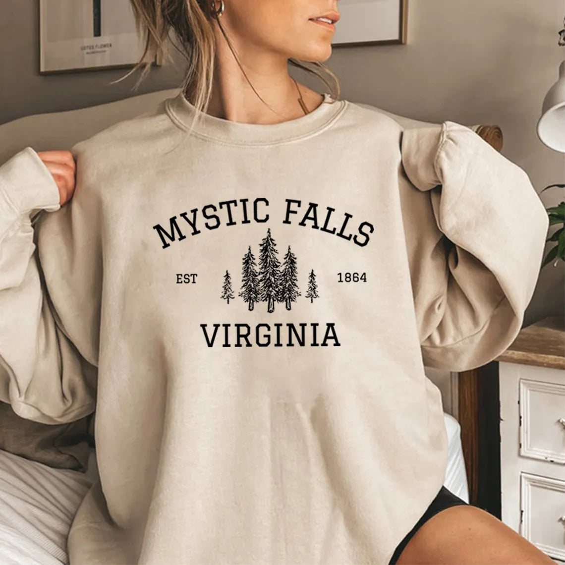 Mystic Falls Virginia Sweatshirt Vampire Fan Sweater Salvatore Brothers Hoodie Unisex Long Sleeve Sweatshirts Casual Pullovers