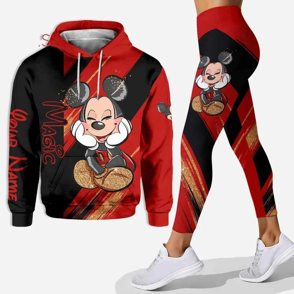 Customizename Mickey Hoodie Women's Hoodie Set Mickey Yoga Pants Sweatpants Womens Disney Yoga Hoodie Leggings Fashion Tracksuit Couture Cozy