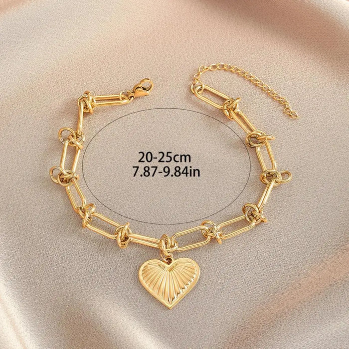 Cxwind Simple Laser Engraved Fashion Bracelet Chain Bracelet men Chunky Jewelery Heart Charm Bracelet Birthday Gift for Lovers