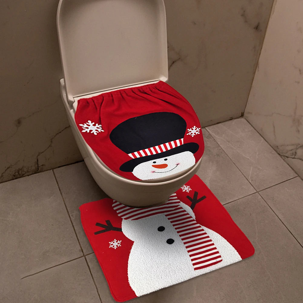 Christmas Toilet Cover Set Deer Toilet Cover Soft Snowman Toilet Cover Christmas Bathroom Decor Toilet Seat Cover and Rug Set Couture Cozy