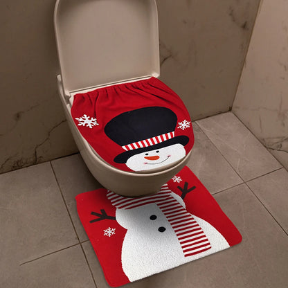 Christmas Toilet Cover Set Deer Toilet Cover Soft Snowman Toilet Cover Christmas Bathroom Decor Toilet Seat Cover and Rug Set Couture Cozy