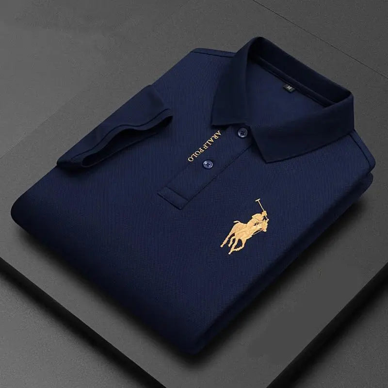 Summer new high-end pure cotton top polo shirt for young and middle-aged business casual men's short sleeved PoloT shirt M-4XL