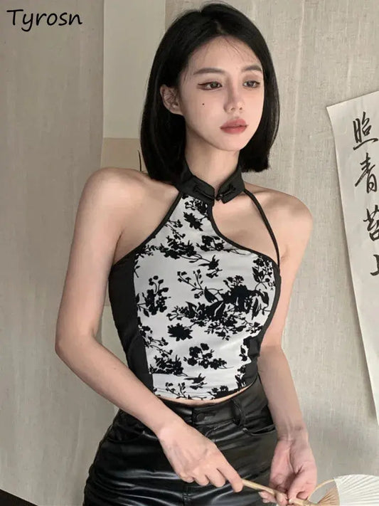 Tanks Women Sexy Fashion Chinese Style Simple All-match Leisure Inside Ladies Elegant Retro Slim Summer Print Tender Tops Design Couture Cozy