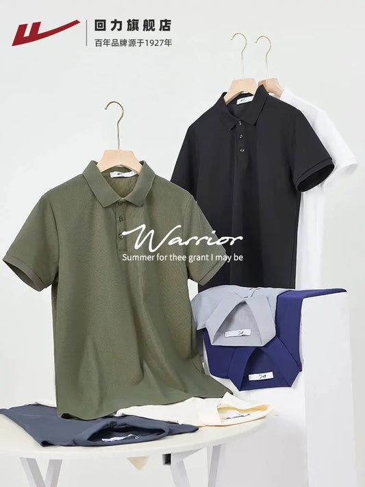 Warrior Summer Pure Color Breathable Mesh Half Sleeve Polo Shirt