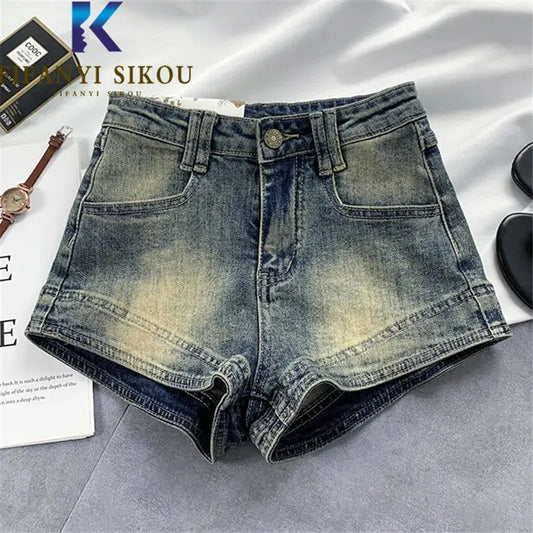 Washed Jeans Shorts Women 2023 Summer Casual High Waist Wide Leg Shorts Pocket Loose Fashion Vintage Denim Shorts Female Couture Cozy