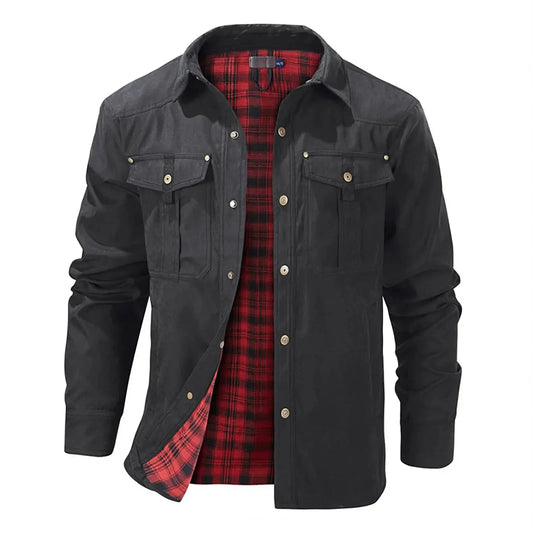 Winter Men'S Bomber Jacket High-Quality Male Plaid Flannel Jacket Men'S Lapel Thick Warm Cargo Jackets Coats Streetwear Outfits Couture Cozy