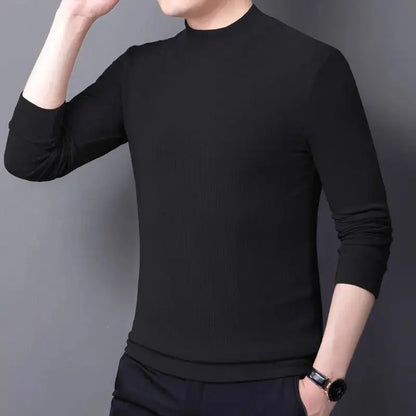 Men's Original Shirts Fall/Winter T-Shirt Fashionable Inner Wear for Men Slim Fit Turtleneck Shirt Solid Black Long Sleeve Shirt Couture Cozy