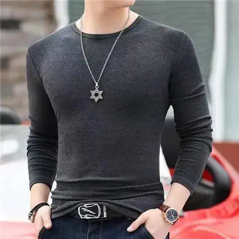 Men's Original Shirts Fall/Winter T-Shirt Fashionable Inner Wear for Men Slim Fit Turtleneck Shirt Solid Black Long Sleeve Shirt Couture Cozy