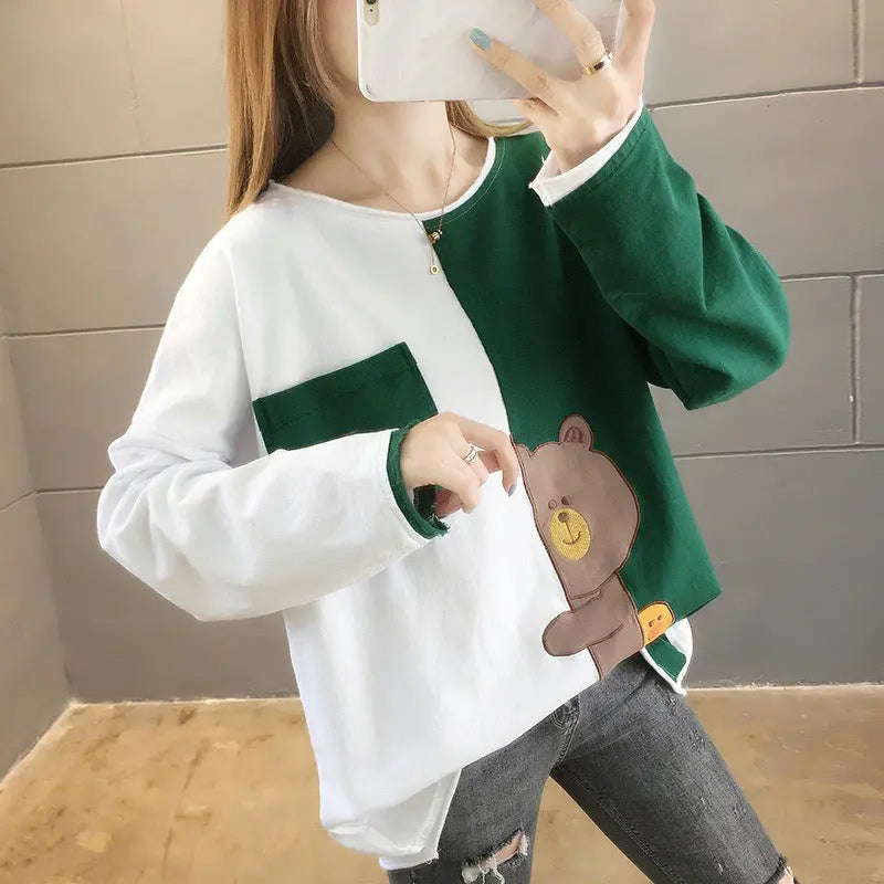 Women's Autumn Cotton Mid-length Embroidered Pullover Sweater - Couture Cozy