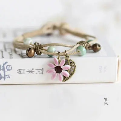 Women's Flower leaf Ceramic hand made DIY Bracelets Artware Retro bracelet for woman girl gift Jewelery wholesale #1241 - Couture Cozy