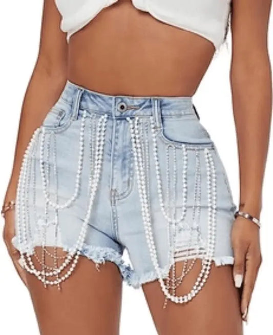 Women's Pearl Denim Shorts - Couture Cozy