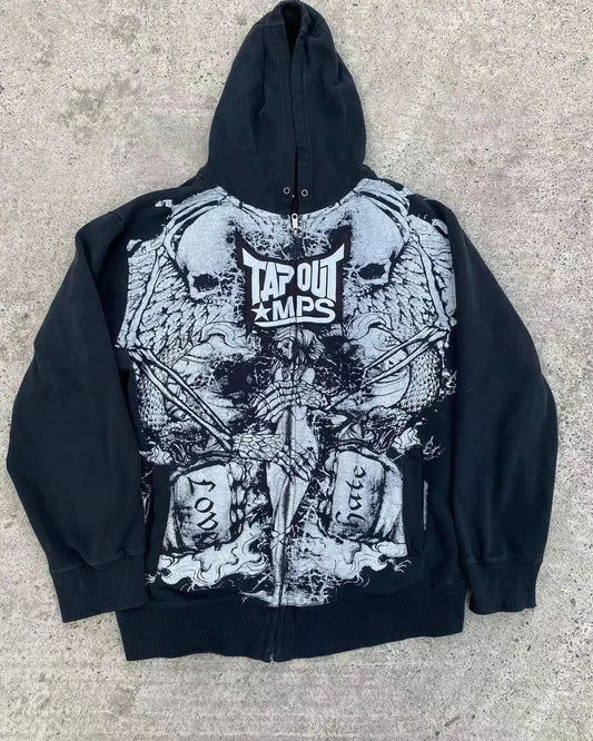 Y2k Hoodie Punk Gothic Skull Printing Hip Hop Casual Sweatshirt New Hot Selling Personality Retro Hoodies Women Men Streetwear - Couture Cozy