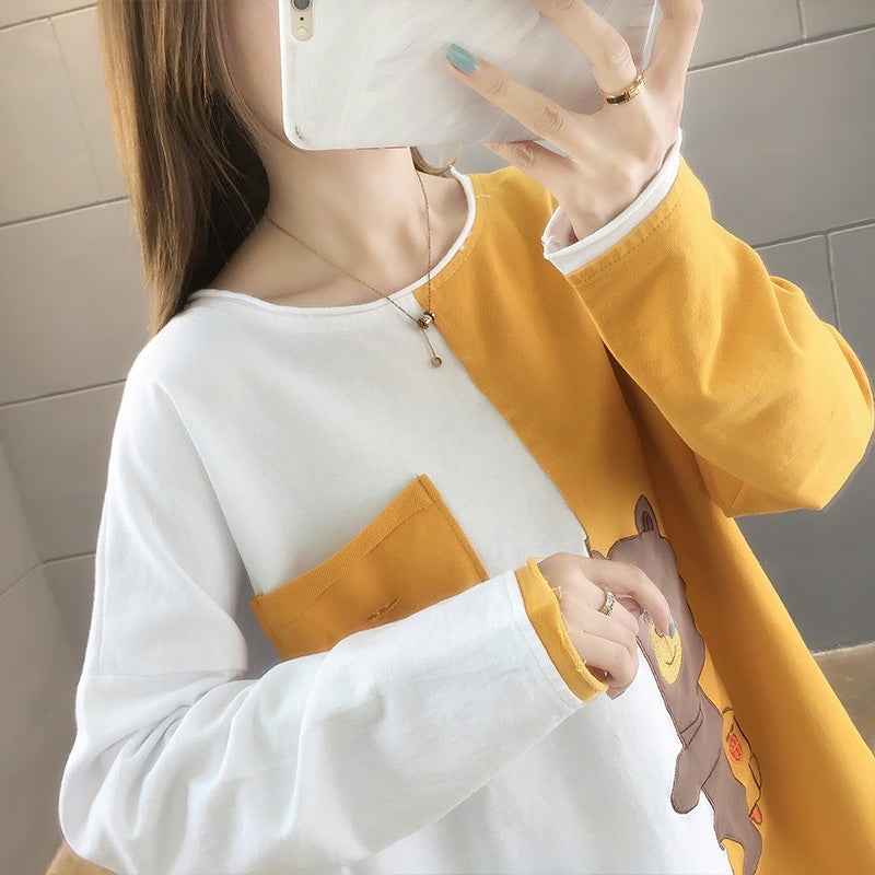 Women's Autumn Cotton Mid-length Embroidered Pullover Sweater