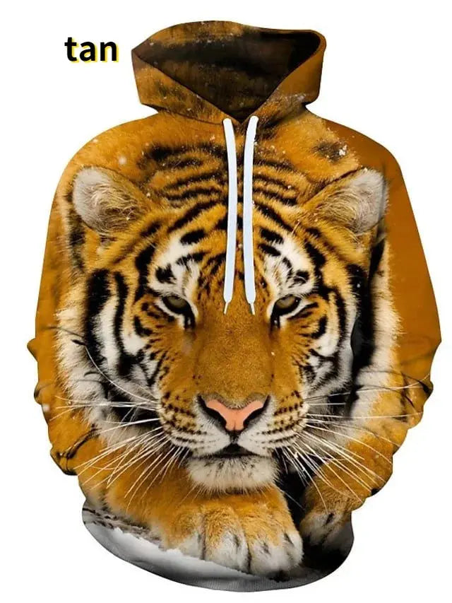 Fashion Animal 3D Graphic Tiger/lion 3D Print Hoodies Fashion Casual Long Sleeved Pullover Sweatshirts Couture Cozy