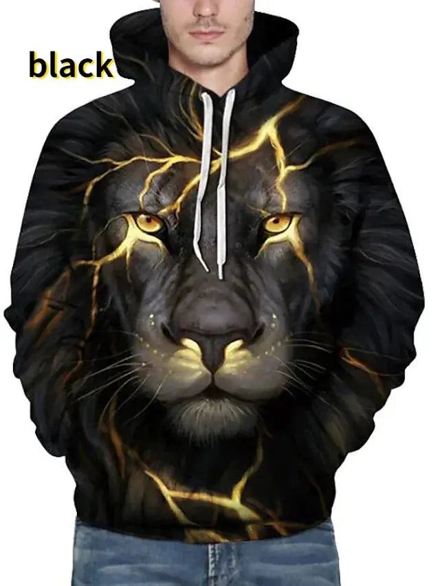 Fashion Animal 3D Graphic Tiger/lion 3D Print Hoodies Fashion Casual Long Sleeved Pullover Sweatshirts Couture Cozy