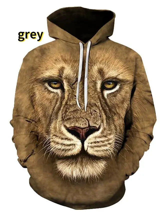 Fashion Animal 3D Graphic Tiger/lion 3D Print Hoodies Fashion Casual Long Sleeved Pullover Sweatshirts Couture Cozy