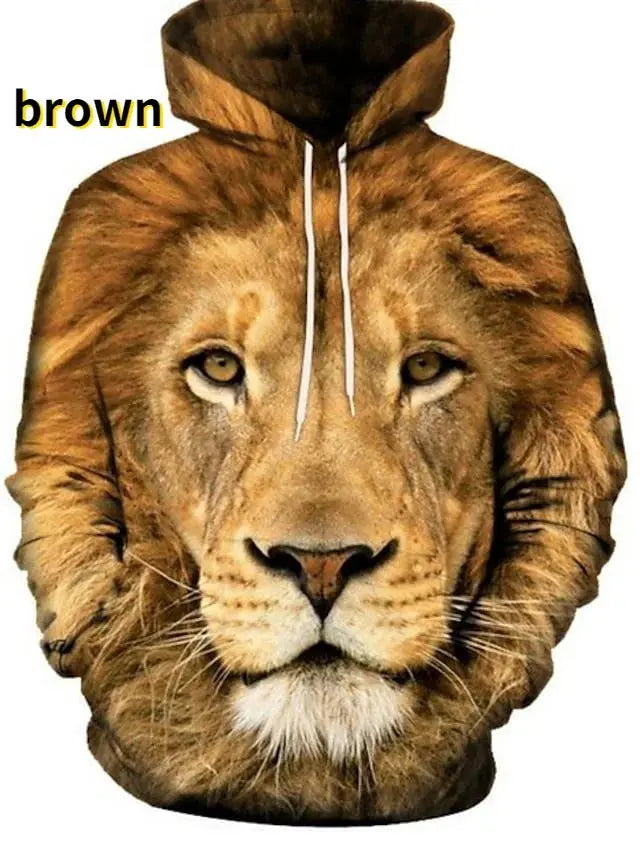 Fashion Animal 3D Graphic Tiger/lion 3D Print Hoodies Fashion Casual Long Sleeved Pullover Sweatshirts Couture Cozy