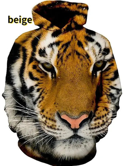 Fashion Animal 3D Graphic Tiger/lion 3D Print Hoodies Fashion Casual Long Sleeved Pullover Sweatshirts Couture Cozy