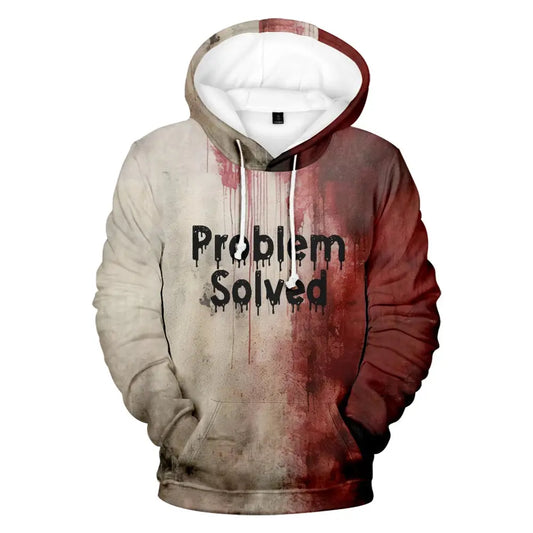 I'M Fine Bloody hooded  Problem Solved  hooded drawstring pocket sweatshirt men/women hip hop Pullovers Couture Cozy