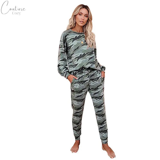 women's Tie-Dye Home Comfortable Round Neck Long Sleeve Casual Pajamas Set Couture Cozy